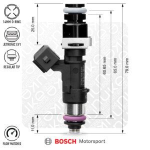 Nuke Performance Bosch injektor 2200cc NGI2, 65mm (EV14L), 8 kosov pretočno ujemanih