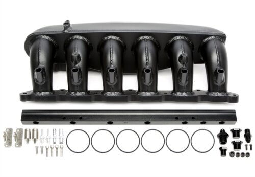 Tuners Capital sesalni kolektor set high-flow, črn – za BMW N55 (135i E82, M135i, M235i, 335i, 435i, X5/X6 35i …)