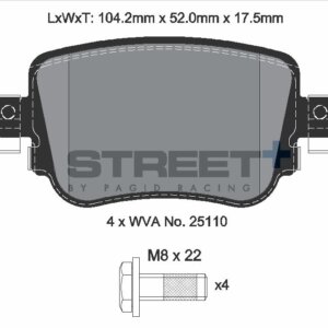 Pagid Street+ zadnje zavorne ploščice za VW Caddy, VW Polo