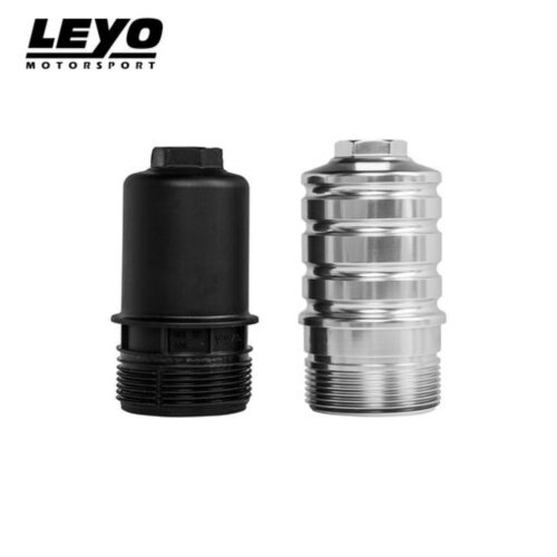 Leyo Motorsport ohišje oljnega filtra za EA888 gen 3 (VW Golf 7, Polo GTI, Audi A3/S3 8V, TT 8S) – srebrno