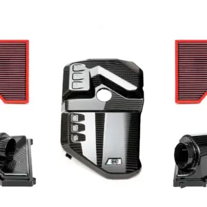 BMC karbonski sesalni komplet CKS CKS00001 za BMW M2, M3, M4 – 1 × karbonski pokrov motorja, 2 × airbox (karbonsko ohišje), 2 × zračna filtra, sijajni karbon