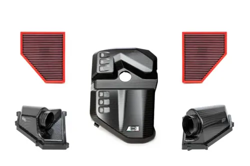 BMC karbonski sesalni komplet CKS CKS00003 za BMW M2, M3, M4 – 1 × karbonski pokrov motorja, 2 × airbox (karbonsko ohišje), 2 × zračna filtra, mat karbon