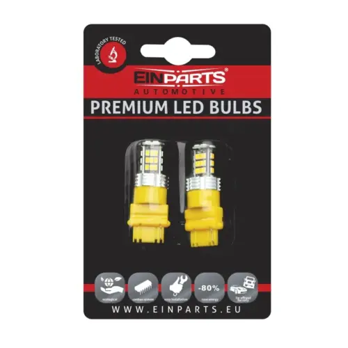 Einparts LED žarnice P27W CANbus oranžne 1800 K 30x SMD 3020, par