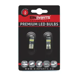 Einparts LED žarnice W5W 12/24 V CANbus 6000 K 15× SMD 4014, par