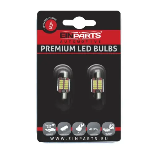 Einparts LED sofitne žarnice C5W 12/24 V CANbus 6000 K 10× SMD 4014, par