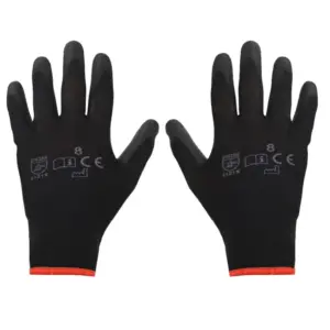Einparts delovne rokavice z lateksnim premazom, velikost M/8, črne, EN 388, par