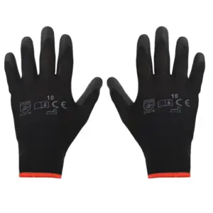 Einparts delovne rokavice z lateksnim premazom, velikost XL/10, črne, EN 388, par