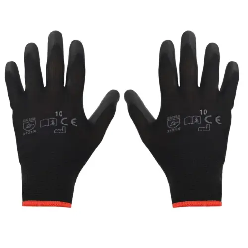 Einparts delovne rokavice z lateksnim premazom, velikost XL/10, črne, EN 388, par