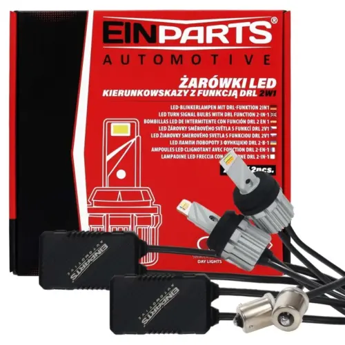 Einparts LED žarnice 2v1 DRL + smernik CANbus 6000 K, par