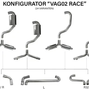 Bull-X izpušni sistem 3" Y-Style VAG02 za platformo 1K, 1.4/1.8–2.0 T(F)SI FWD